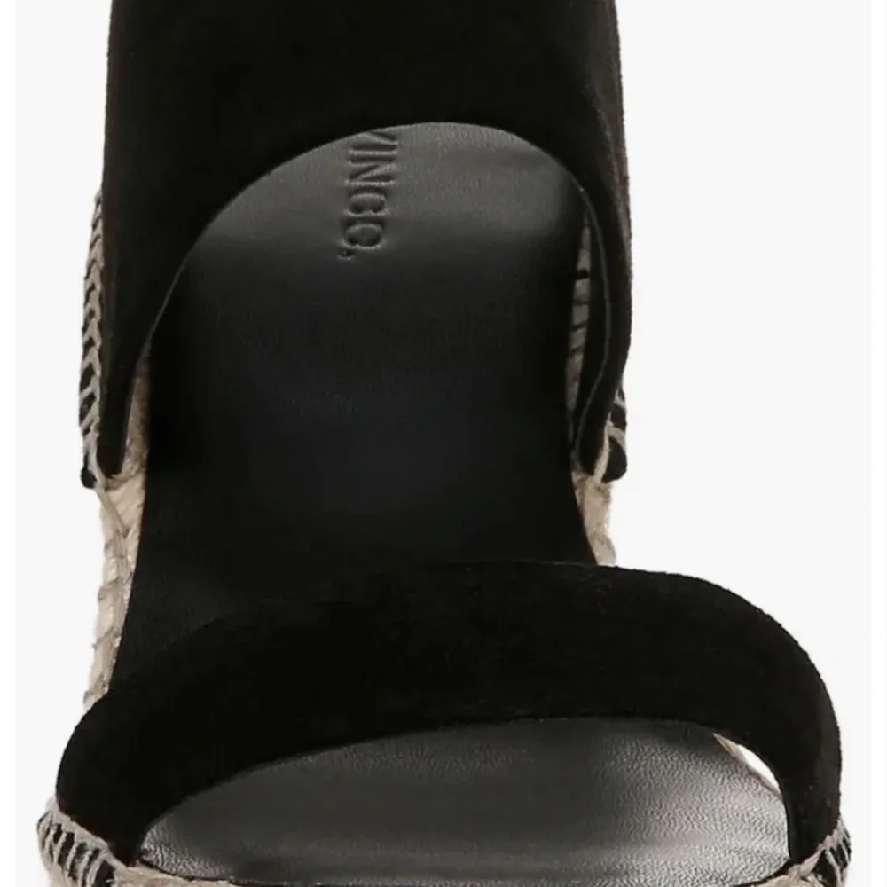Vince Black Suede Espadrille Wedge Sandals